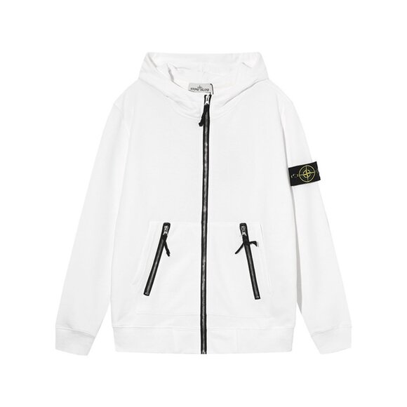 Stone Island White Hoodie with Black Accents - Picture 1 of 2